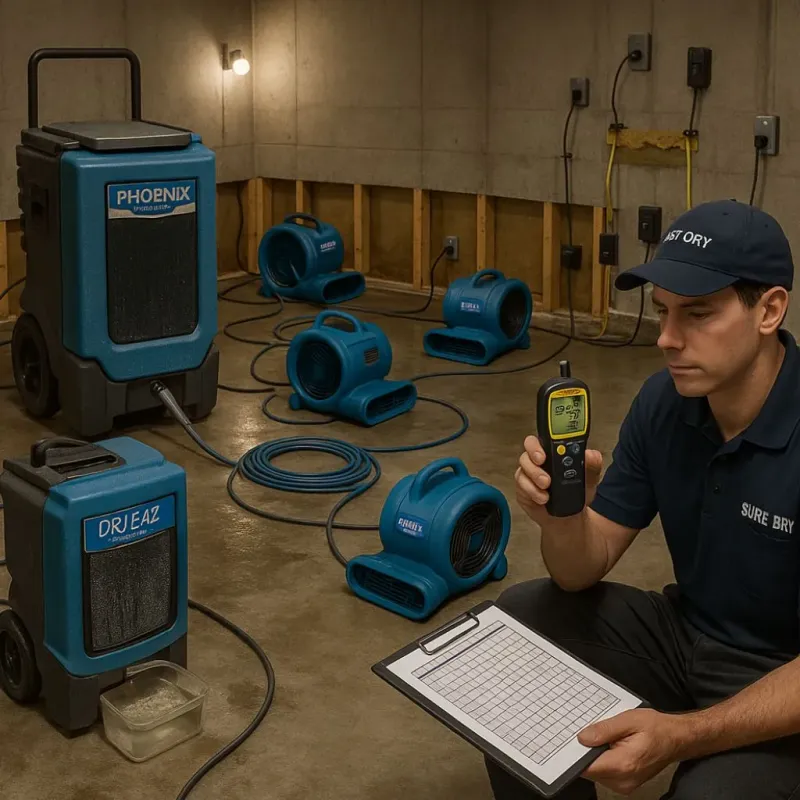 Structural Drying and Dehumidification process in Woodland, CA